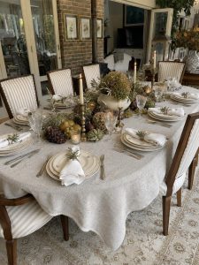 ceres natural chunky linen look tablecloth with trim 2