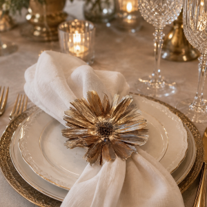 Champagne Fynbos Flower Napkin Ring Set 1