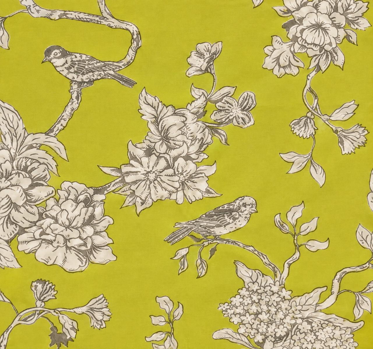 Chartreuse Aviary Bloom Poly Cotton Table Napkin Set