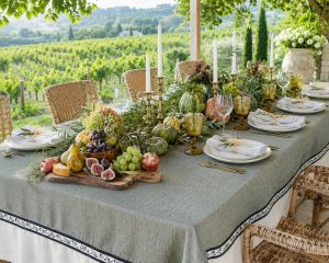 constantia olive border tablecloth 3