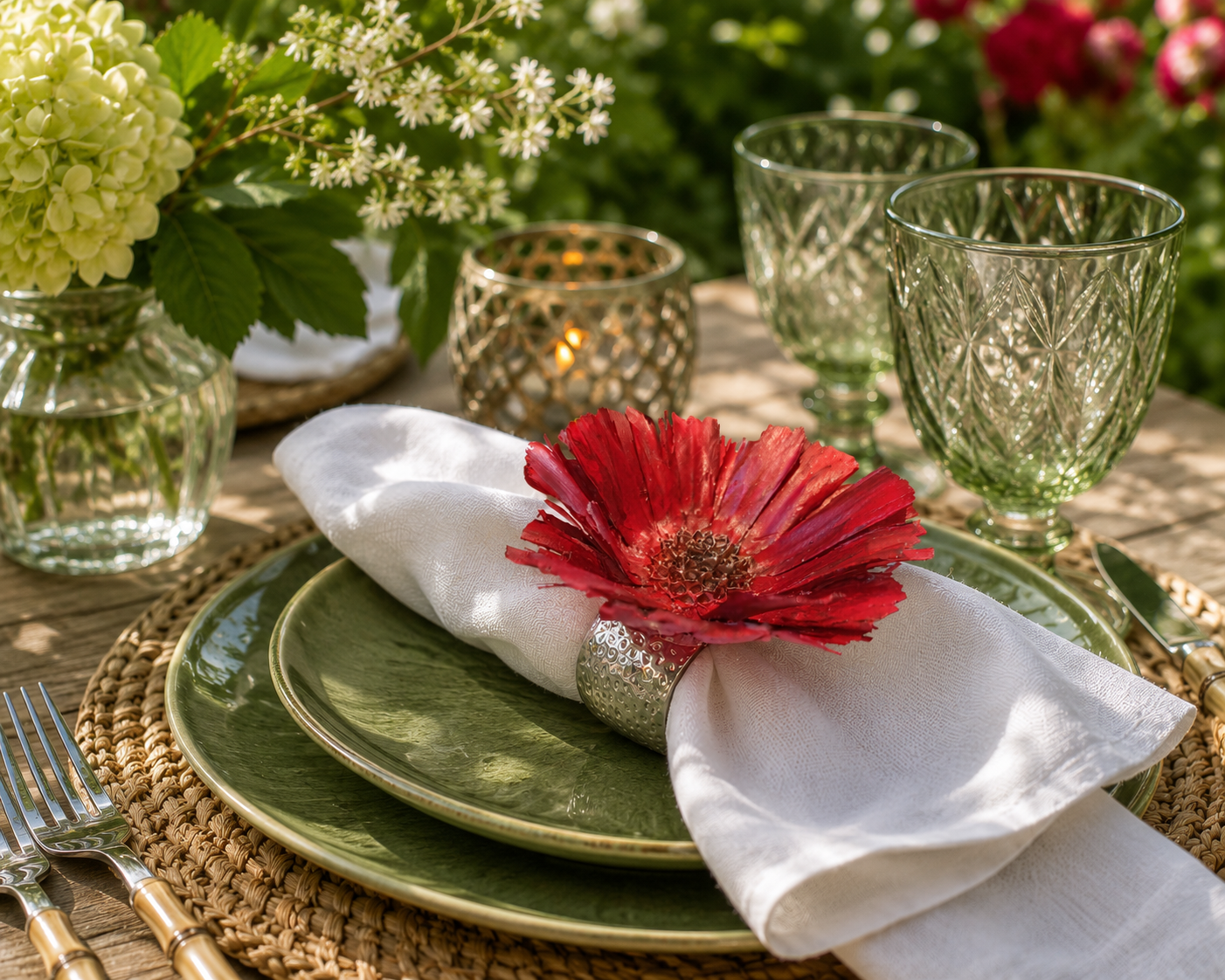 Crimson Fynbos Flower Napkin Ring Set 1