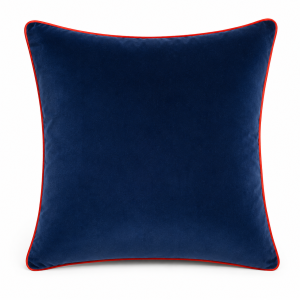 de rust navy velour scatter cushion cover with orange piping
