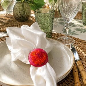 Ember Bloom Porcelain Napkin Ring Set