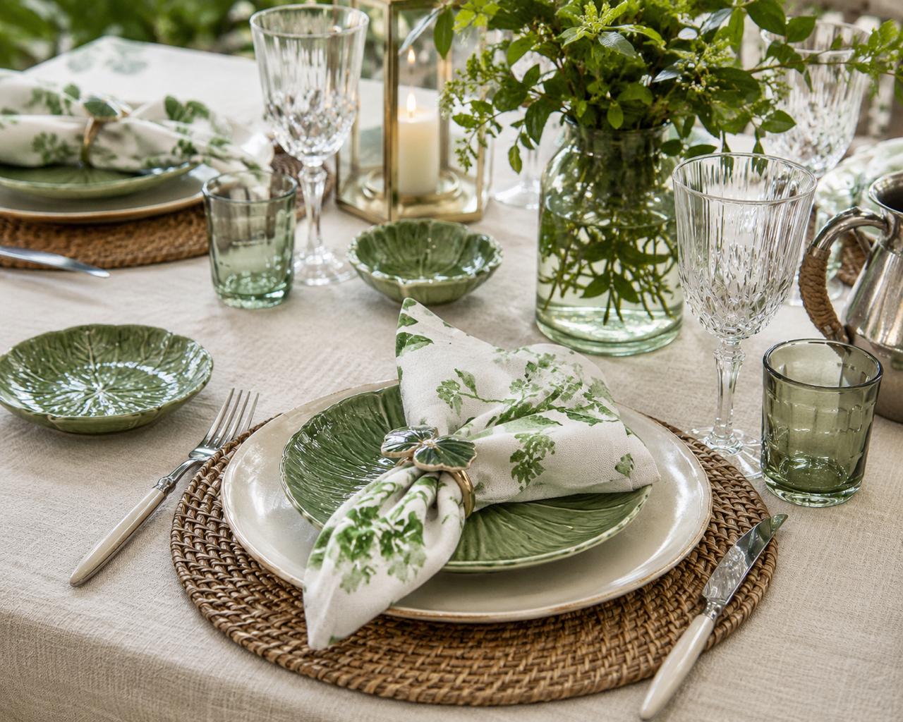Emerald Leaf Study Poly Cotton Table Napkin Set 1