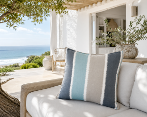 kommetjie blue coastal stripe scatter cushion cover 1
