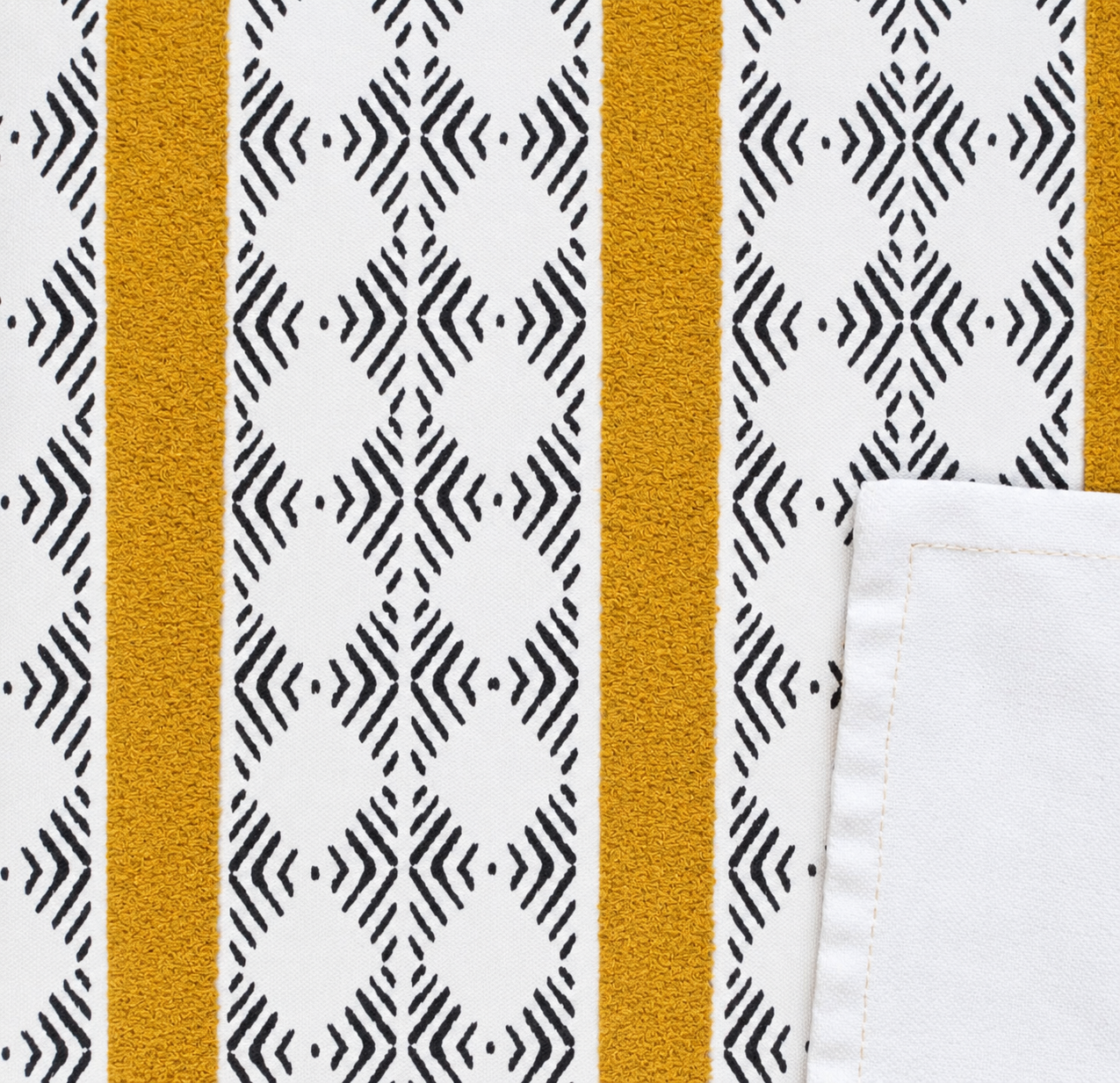 mcgregor mustard & navy geometric scatter cushion cover 1