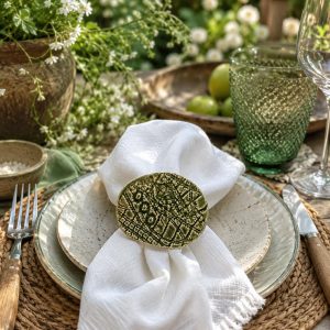 Moss Medallion Porcelain Napkin Ring Set