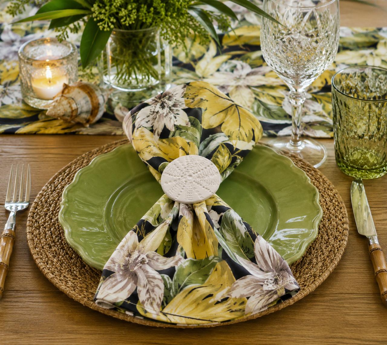 Noir Tropical Bloom Poly Cotton Table Napkin Set