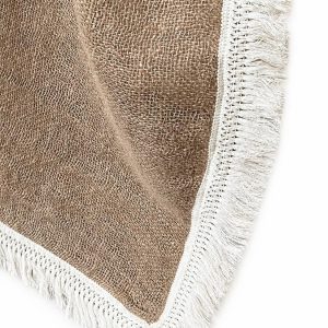 noordhoek natural jute tablecloth with white trim