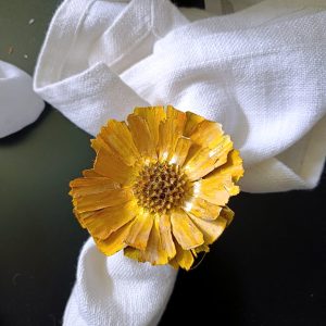 Ochre Fynbos Flower Napkin Ring Set 4