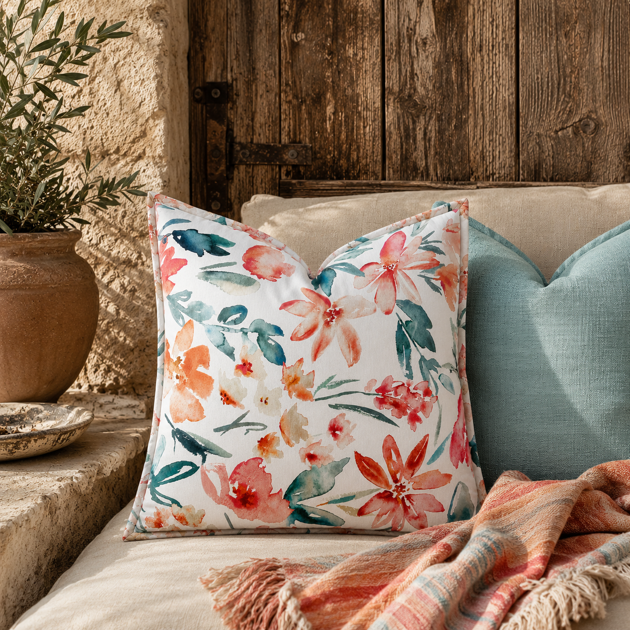 pringle bay watercolour floral scatter cushion cover 3