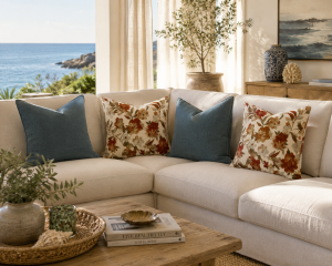 storms river teal hessian scatter cushion cover 1