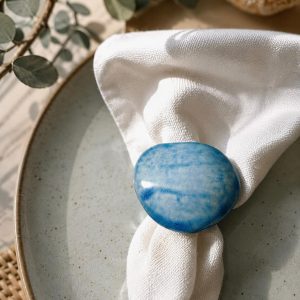 Tidal Blue Porcelain Napkin Ring Set