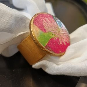 Tropical Bloom Stone Decoupage Napkin Ring Set